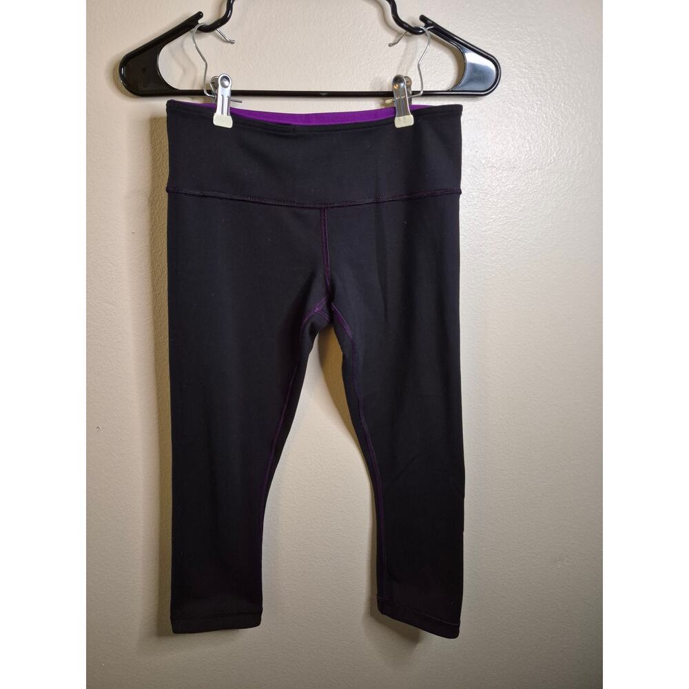 ​Lululemon Wunder Under Crop Reversible Black Ultra Violet Purple Size 6